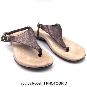 Bronze metallic leather Vionic Kirra t-strap slingback sandals 7.5